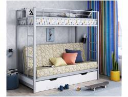 Двухъярусная кровать с диваном Мадлен ЯЯ Серый пифагор