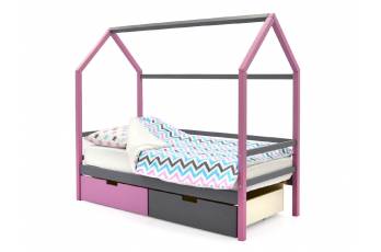 Кровать-домик Svogen с ящиками лаванда-графит