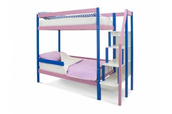 Двухъярусная кровать Svogen с бортиком синий-лаванда