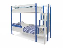Двухъярусная кровать Svogen с бортиком синий-белый