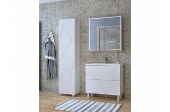 Комплект мебели в ванную Geometry 800 белый с пеналом