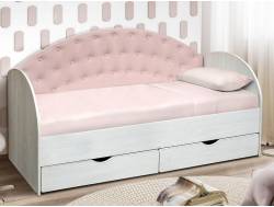 Кровать с продольной мягкой спинкой Софа №10 розовый 800х1900