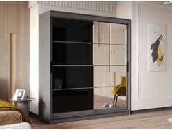 Шкаф-купе Гранд-1 2000 Графит-двери Зеркало-Лакобель черный