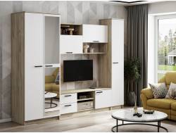 Стенка Марта-12 Дуб Крафт серый/Белый