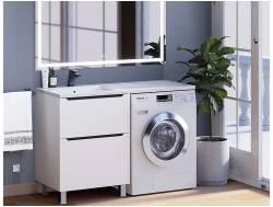 Тумба под стиральную машину Uperwood Tanos 60 см, напольная, 2 ящика, белая/графит