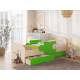 Кровать Мозаика с бортиками и ящиком млечный дуб-лайм