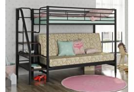 Двухъярусная кровать с диваном Мадлен 3 черный