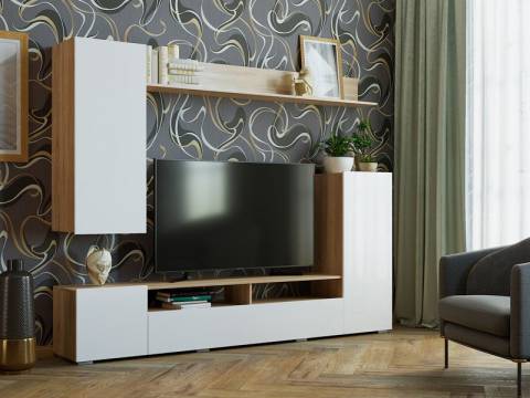 Гостиная Мия дуб сонома/белый глянец