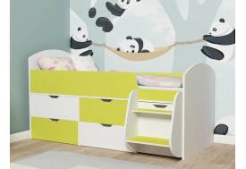 Кровать Малыш-7 белое дерево-лайм