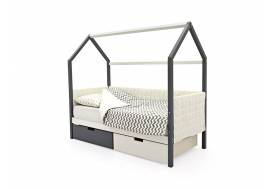 Кровать-домик мягкий Svogen с ящиками графит-белый