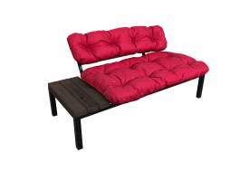 Диван Дачный со столиком красная подушка
