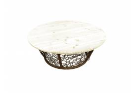 Стол Папасан круглый с ротангом коричневый