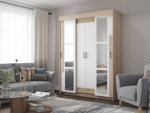 Шкаф-купе Victor с зеркалами Сонома-Белый