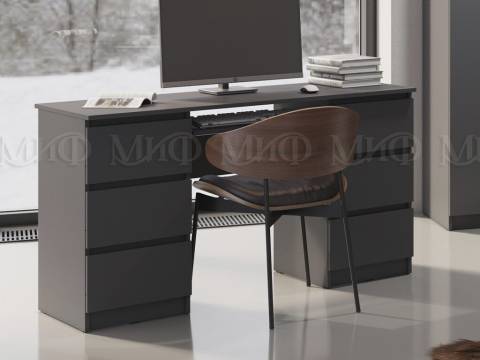 Стол 6 ящиков Челси Графит