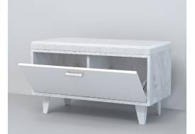 Обувница Эго Об-1 бетон светлый/белый глянец на ножках