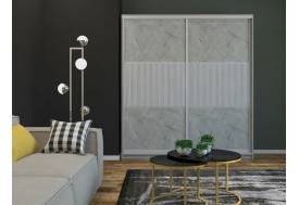 Шкаф-купе Светлана широкая рельефная вставка МДФ Каспий светлый