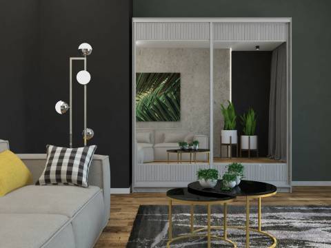 Шкаф-купе Светлана комбинированный рельефный МДФ/зеркало