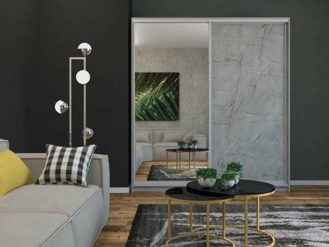 Шкаф-купе Ксения 1200 ЛДСП/зеркало Каспий светлый