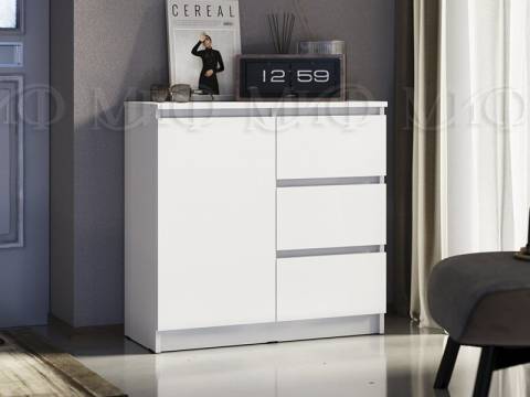 Комод 800 3 ящика 1 дверь Челси белый