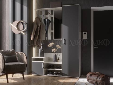 Прихожая Визит Миф Графит/Дуб Крафт Белый