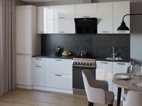 Кухонный гарнитур арт 14 Белый глянец 2600 мм