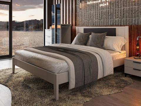 Кровать Бетти 1600 Белый/Велюр тёмный