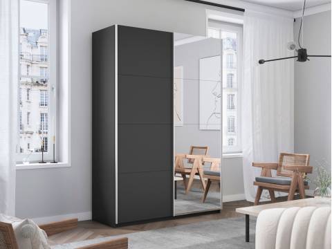 Шкаф-купе Прайм 2-х дверный 1200 Зеркало/ДСП Серый Диамант