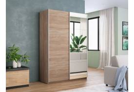 Шкаф-купе Прайм 2-х дверный 1600 Зеркало/ДСП Сонома