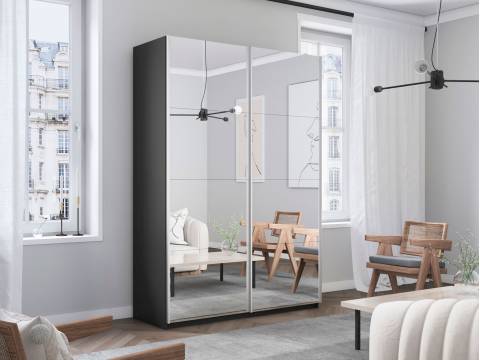 Шкаф-купе Прайм 2-х дверный 1600 два зеркала Серый Диамант