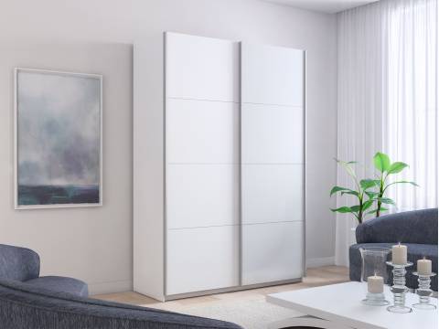 Шкаф-купе Прайм 2-х дверный 1400 ДСП/Стекло Белое Белый Снег