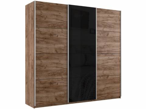Шкаф-купе Прайм 3-х дверный 1800 ДСП/Стекло Черное/ДСП Крафт табачный