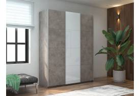 Шкаф-купе Прайм 3-х дверный 1800 ДСП/Стекло Белое/ДСП Бетон