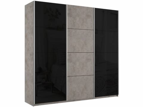Шкаф-купе Прайм 3-х дверный 1800 два Стекла Черные/ДСП Бетон