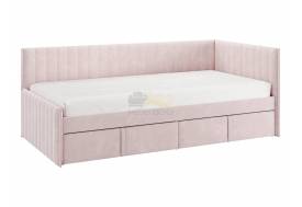 Кровать-тахта с ящиками Твикс цвет велюра нежно-розовый