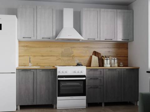 Кухня Кальяри 2000 без стекла МДФ Холст Натуральный/Холст Грей без столешницы