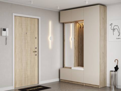 Модульная прихожая Бостон ЛДСП кашемир с пеналом