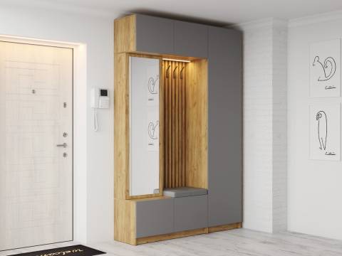 Модульная прихожая Бостон ЛДСП серый шифер с пеналом