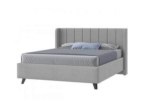 Кровать Виола с ПМ 1200х2000 мм микровелюр светло-серый