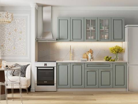 Кухонный гарнитур Грин Грей Софт 2000 мм