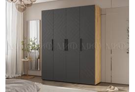 Шкаф четырехстворчатый (1800) Флэш Браш Графит, Дуб Крафт