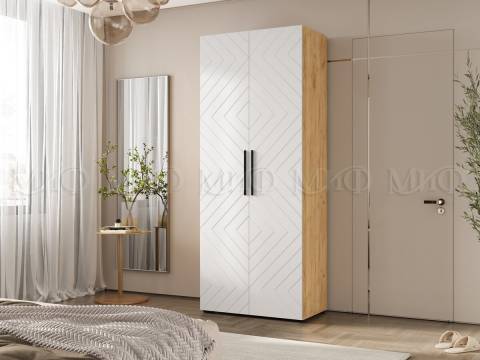 Шкаф двухстворчатый (900) Флэш Браш Вайт, Дуб Крафт