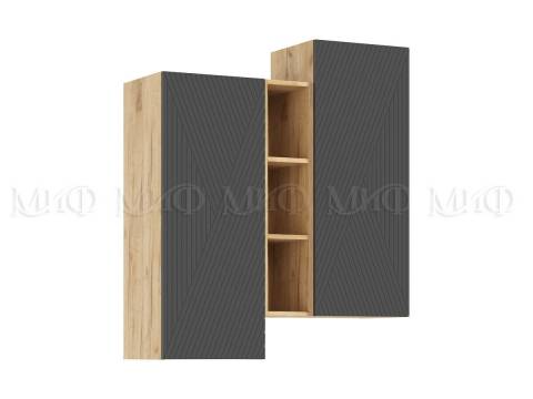 Шкаф подвесной комбинированный Флэш Браш Графит, Дуб Крафт
