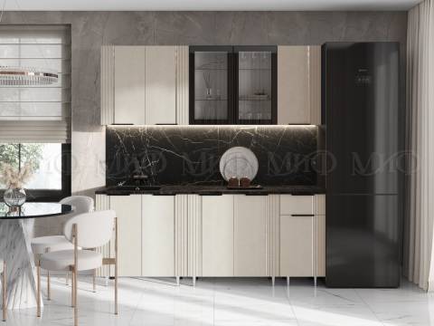 Кухня Виктория 2000 мм Пластер Аворио/Белый (Кастилло темный)