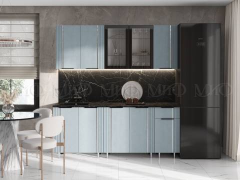 Кухня Виктория 2000 мм Пластер Скай/Белый (Кастилло темный)