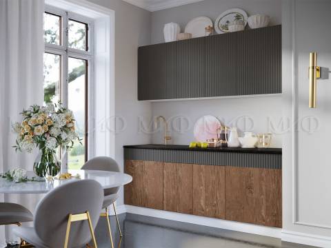 Кухонный гарнитур Оливия 2000 Экзотическое дерево Амазония/Графит