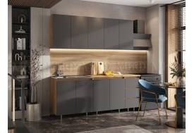 Кухонный гарнитур Челси 2000 мм Графит/Дуб Крафт