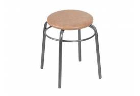 Табурет круглый Эконом 22 Б с кольцом кожзам бежевый/серый