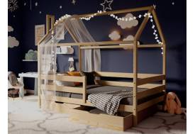 Кроватка-Домик без покраски 80х160 см с ящиками