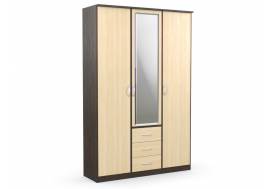 Шкаф комбинированный Дуэт Люкс с зеркалом Венге/Млечный Дуб