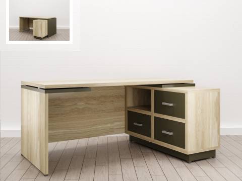 Стол для руководителя Дизайн Правый (Е-5) Eclectic eco Дуб рокпайл-Скала